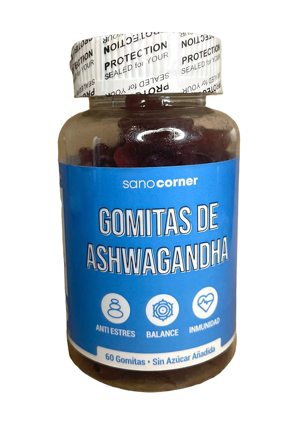 Gomitas de Ashwaghanda - 60 gomitas SIN AZUCAR AÑADIDO - Sabor Uva - 180g.